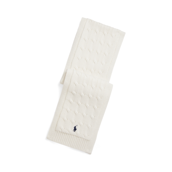 Polo Ralph Lauren Ralph Lauren Cable-knit Cotton Scarf In White