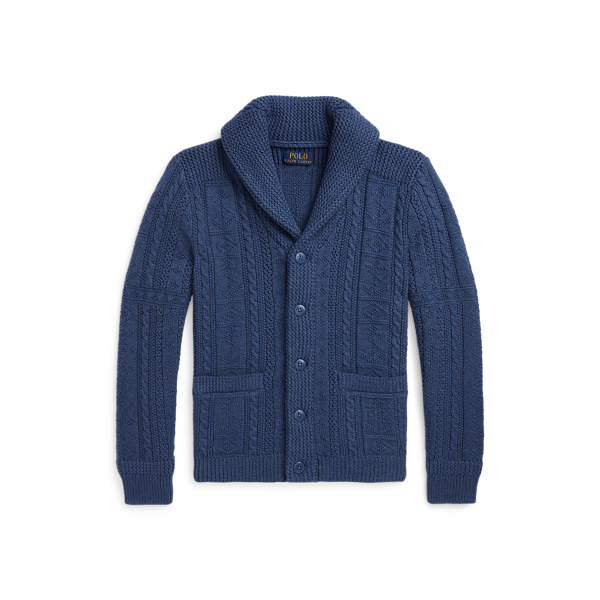 Polo Ralph Lauren Anchor Cotton Shawl Cardigan In Agean Blue