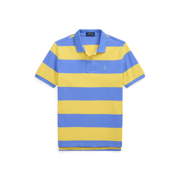 Polo Ralph Lauren Striped Cotton Mesh Polo Shirt In Blue/yellow Multi