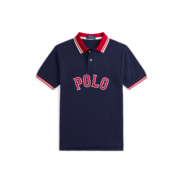 Polo Ralph Lauren Baseball-logo Cotton Mesh Polo Shirt In Refined Navy