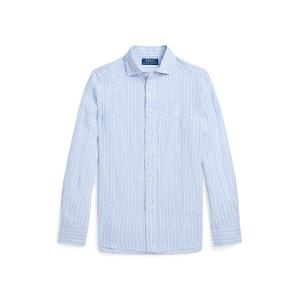 Polo Ralph Lauren Striped Linen Shirt In Light Blue/white