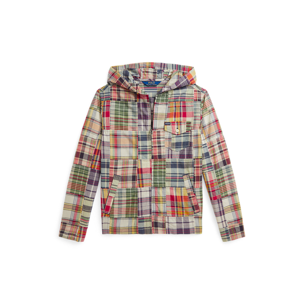 Polo Ralph Lauren Patchwork Madras Hooded Shirt Jacket In Madras Patchwork