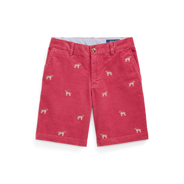 Polo Ralph Lauren Dog-embroidered Stretch Corduroy Short In Nantucket Red