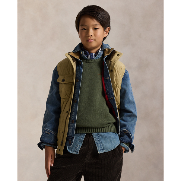 Polo Ralph Lauren Ralph Lauren Corduroy-trim Quilted Vest In Green