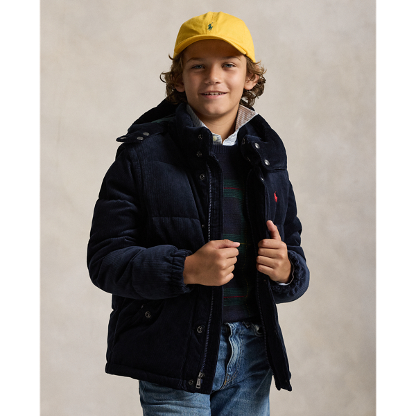 Polo Ralph Lauren Ralph Lauren Convertible Corduroy Down Jacket In Black