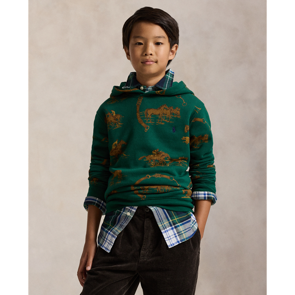 Polo Ralph Lauren Ralph Lauren Equestrian-print Fleece Hoodie In Green