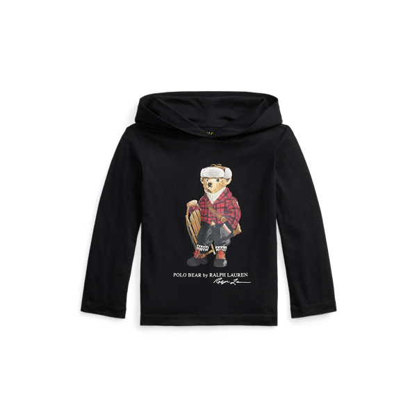 Polo Ralph Lauren Ralph Lauren Polo Bear Cotton Hooded Tee In Black