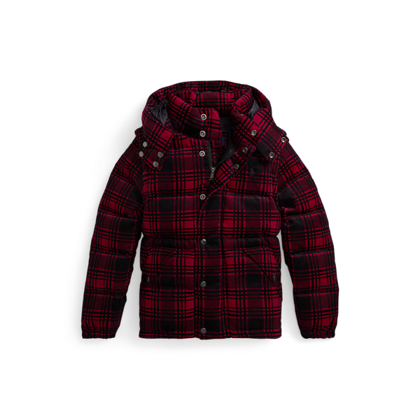 Polo Ralph Lauren Ralph Lauren Plaid Convertible Corduroy Down Jacket In Red