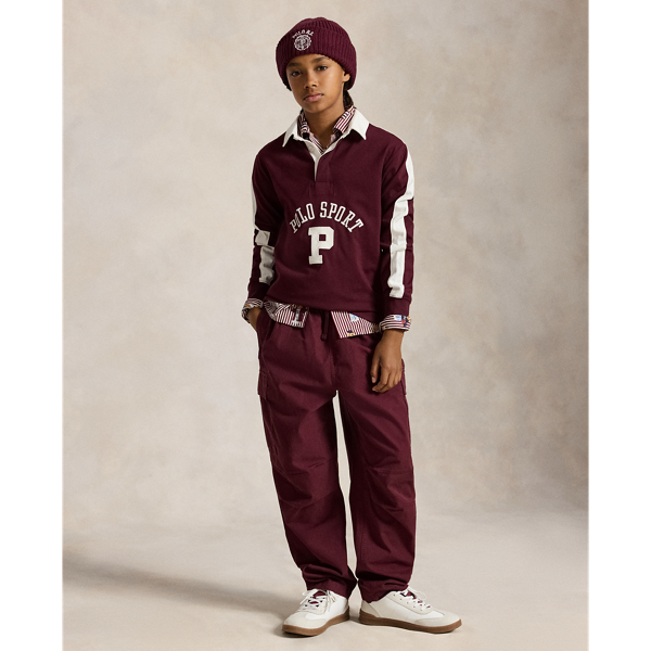 Ralph Lauren Kids' Big Fit Cotton Ripstop Cargo Pant In Rich Ruby In Brown