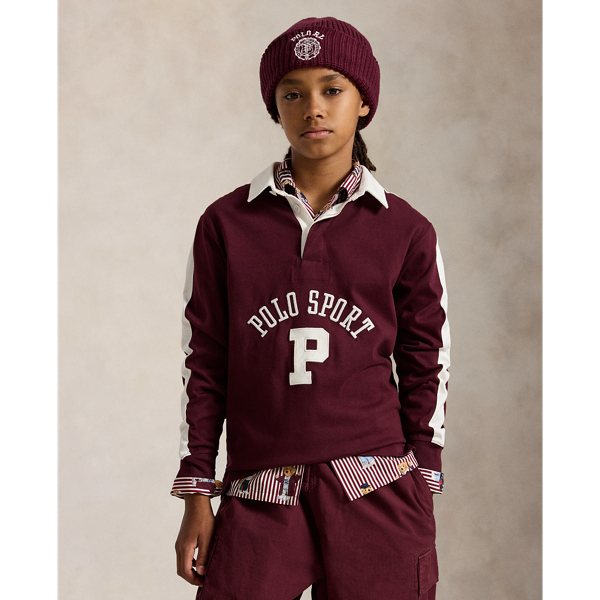 Ralph Lauren Kids' Polo Sport Cotton Rugby Shirt In Rich Ruby In Burgundy
