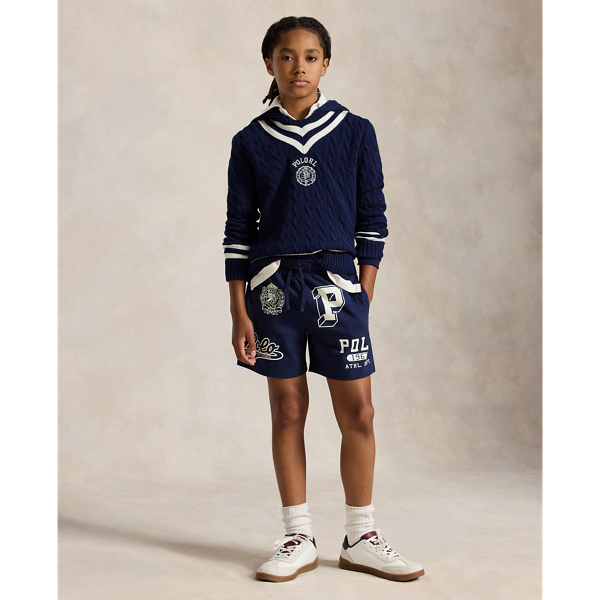 Ralph Lauren Kids' Cotton Jersey Graphic Short In Refined Navy