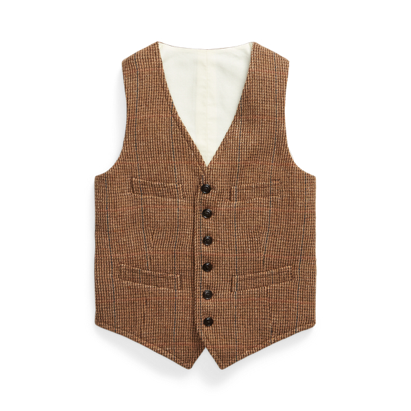 Polo Ralph Lauren Ralph Lauren Glen Plaid Wool Tweed Vest In Brown
