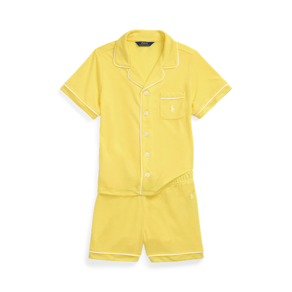 Polo Ralph Lauren Girls' Jersey Short Sleeve Top & Shorts Pajama Set - Little Kid In Beekman Yellow