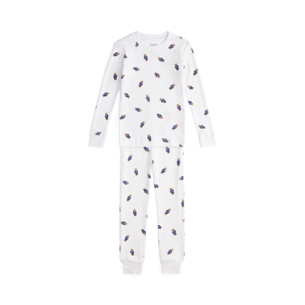 Polo Ralph Lauren Ralph Lauren Polo Bear Tee & Flannel Pant Sleep Set In White