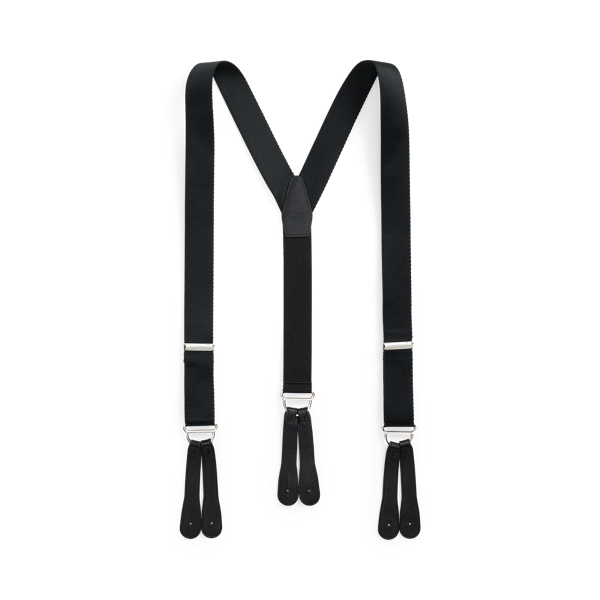 Ralph Lauren Calfskin-trim Suspenders In Black