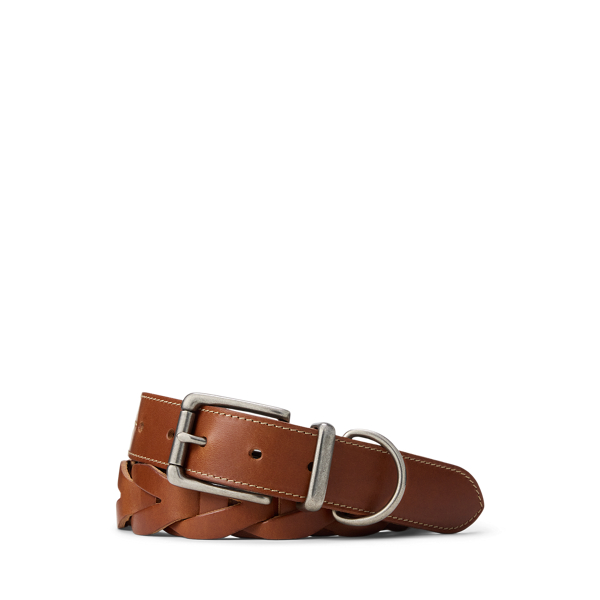 Ralph Lauren Woven Leather Belt In Brown