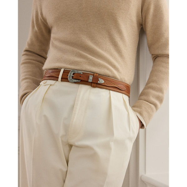 Topstitched Western Leather Belt