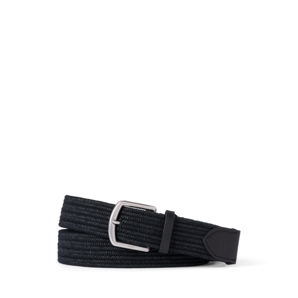 Polo Ralph Lauren Leather-trim Braided Belt In Black