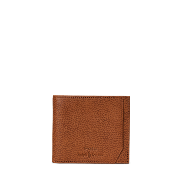 Shop Polo Ralph Lauren Pebbled Leather Billfold Wallet In Brown