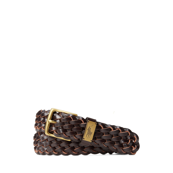 Shop Polo Ralph Lauren Braided Leather Belt In Brown