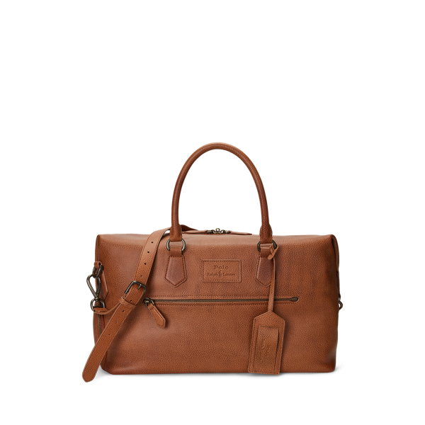 Shop Polo Ralph Lauren Pebbled Leather Duffel In Brown