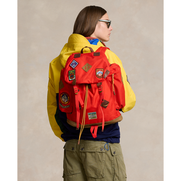 Ralph Lauren Suede-trim Trail Backpack In Red