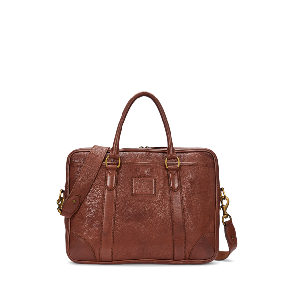 Polo Ralph Lauren Heritage Leather Messenger Bag In British Tan