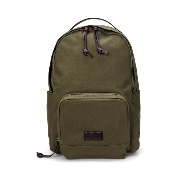 Polo Ralph Lauren Leather-trim Canvas Backpack In Defender Green/dark Brown