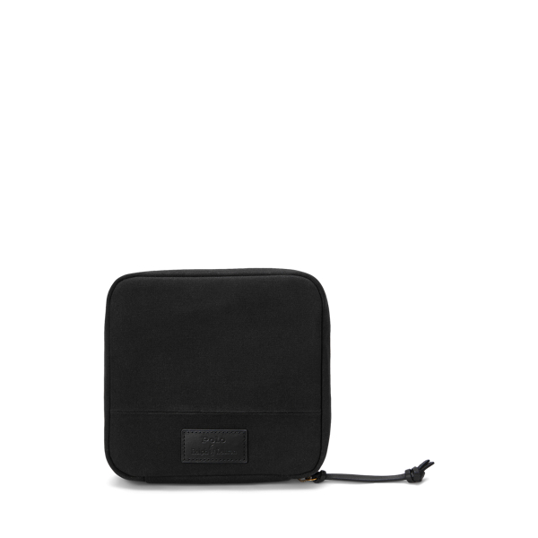 Pochette rembourrée en toile bordée cuir - Polo Ralph Lauren - Modalova