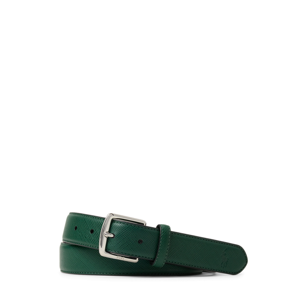Polo Ralph Lauren Saffiano Leather Belt In New Forest Green