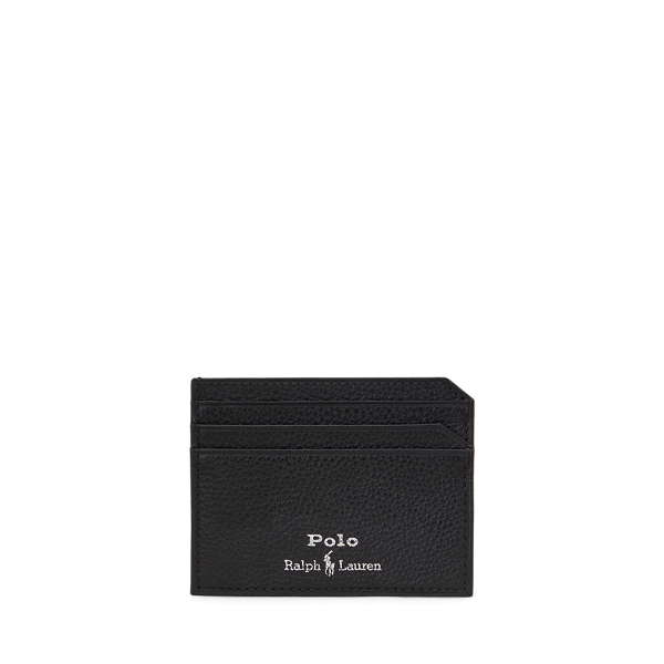 Polo Ralph Lauren Pebbled Leather Card Case In Black