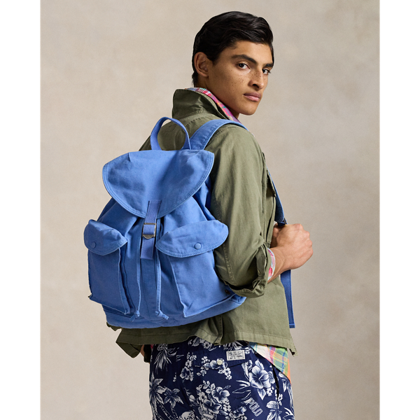 Polo Ralph Lauren Flap-top Canvas Backpack In New England Blue