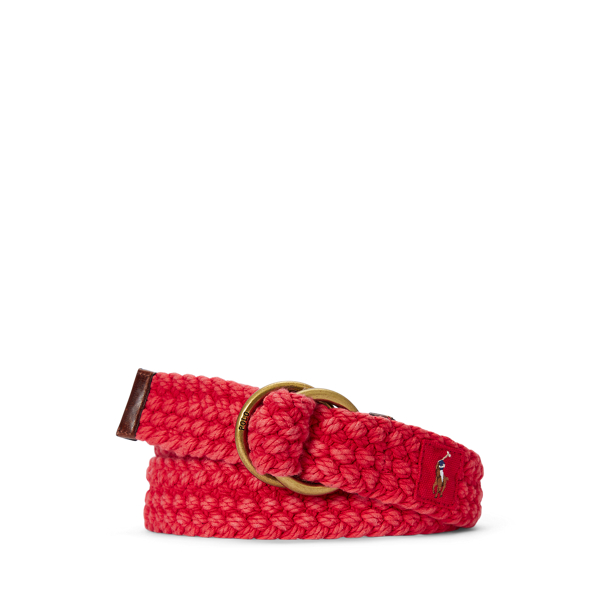 Polo Ralph Lauren Braided Cotton Belt In Regatta Red