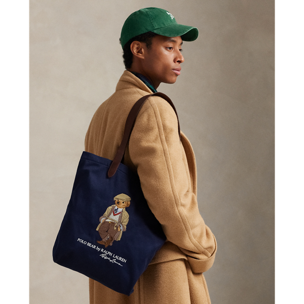 Ralph Lauren Polo Bear Twill Shopper Tote In Blue