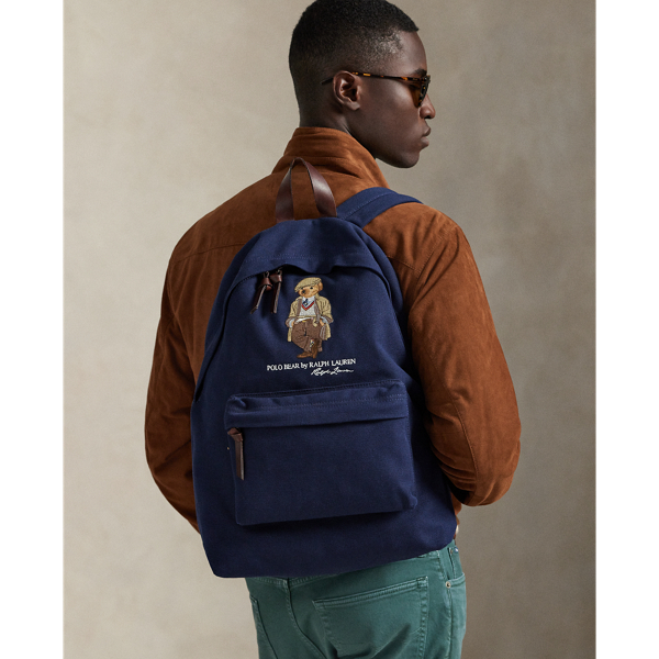 Ralph Lauren Polo Bear Canvas Backpack In Blue