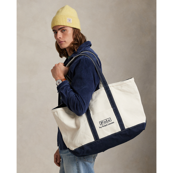 Ralph Lauren Logo Canvas Medium Tote In Multi