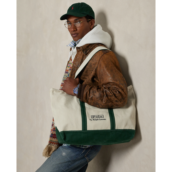 Ralph Lauren Logo Canvas Medium Tote In Multi
