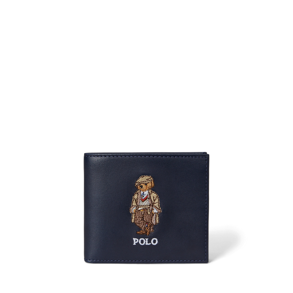 Ralph Lauren Polo Bear Leather Billfold Wallet In Blue