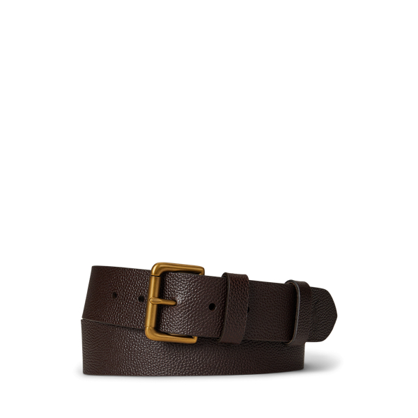 Ralph Lauren Pebbled Leather Roller-buckle Belt In Brown