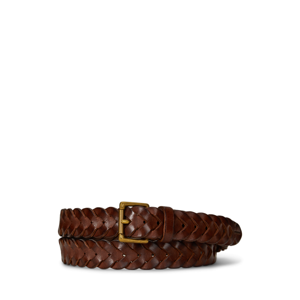 Ralph Lauren Braided Leather Belt In Brown