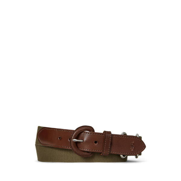 Ralph Lauren Webbed Cotton & Leather Belt In Green