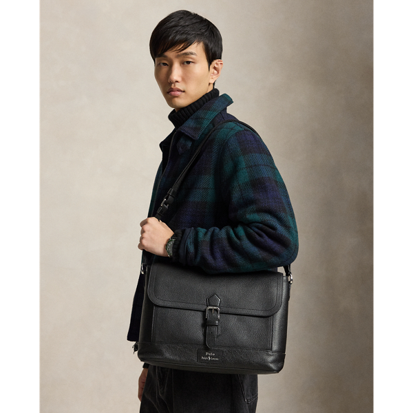 Pebbled Leather Messenger Bag
