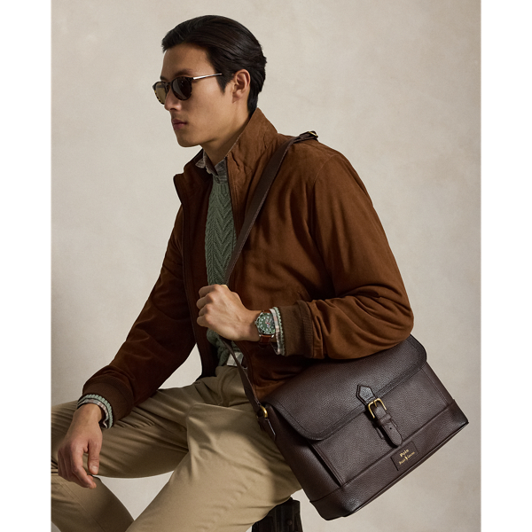 Polo Ralph Lauren Pebbled Leather Messenger Bag