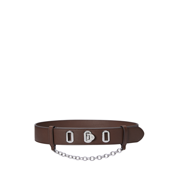 Laurèn Flip-lock Leather Wide Belt In Brown