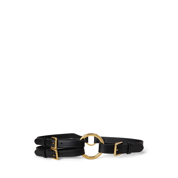 Ralph Lauren Tri-strap O-ring Leather Belt In Black