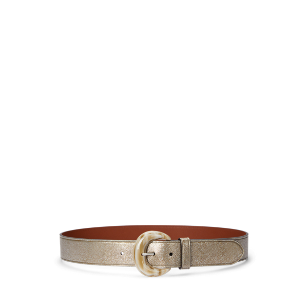 Laurèn Crescent-buckle Metallic Wide Belt In Neutral