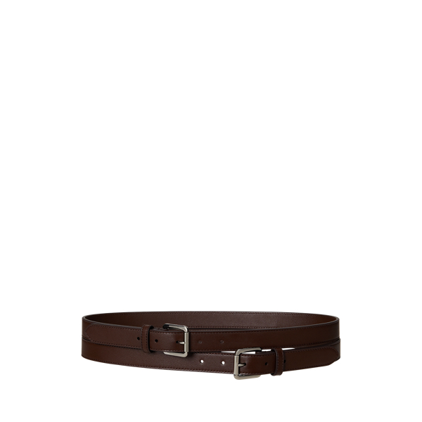Ralph Lauren Leather Double-buckle Stacked Wide Belt