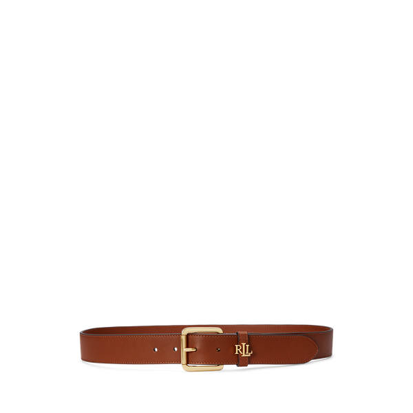 Shop Laurèn Logo-keeper Leather Belt In Tan