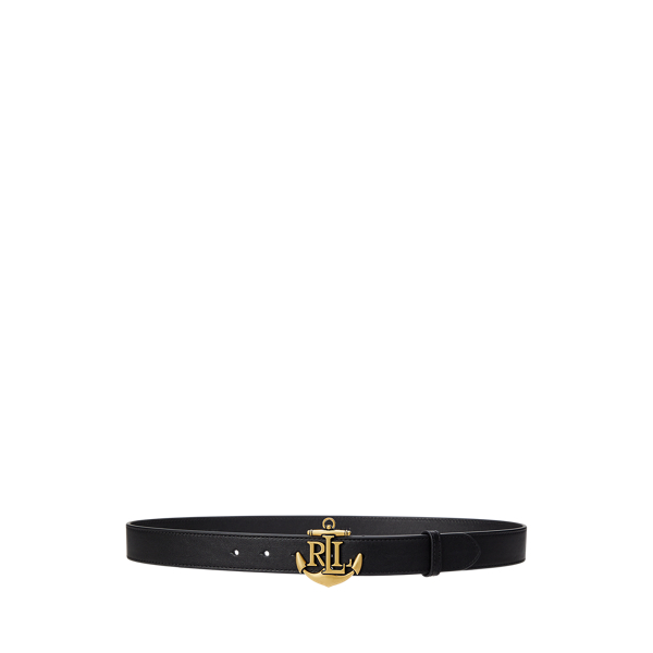 Ceinture fine en cuir avec logo à ancre - Lauren - Modalova
