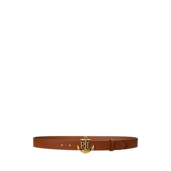 Ceinture fine en cuir avec logo à ancre - Lauren - Modalova